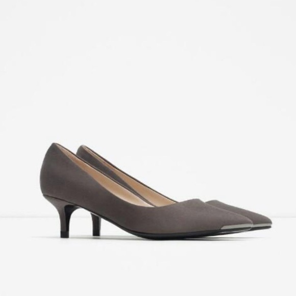Zara faux suede kitten heels grey - Picture 2 of 8